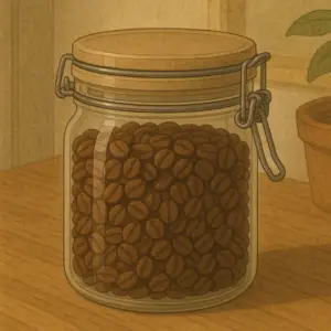 Storing coffee beans in airtight container