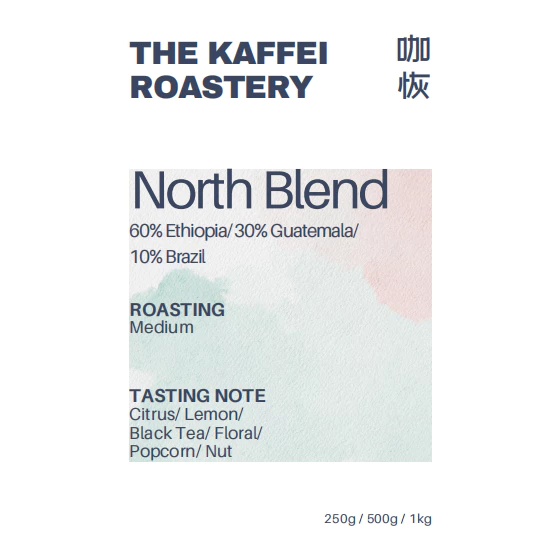 Beans from Ethiopia, Brazil, Guatemala (Ethiopia and Guatemala bring fruity acidity and lighter body; Brazil adds a bit more smoothness),