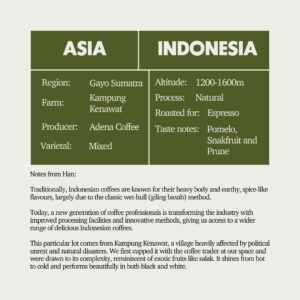 SOE - Indonesia Gayo Arkhan Sumatra Kampung Kenawat (Espresso)